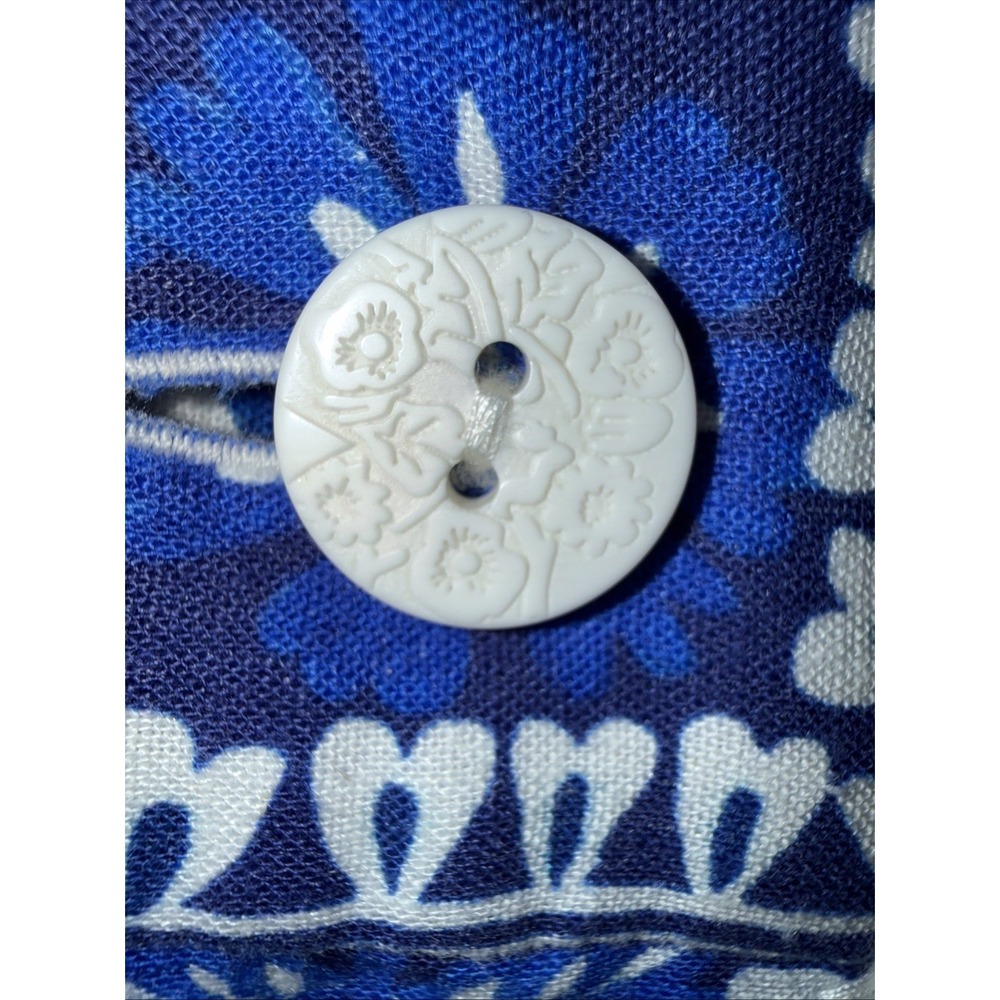 Farm Rio Flora Tapestry Blue White Linen-Blend Maxi Dress Size L Ballon Sleeve - Picture 16 of 16